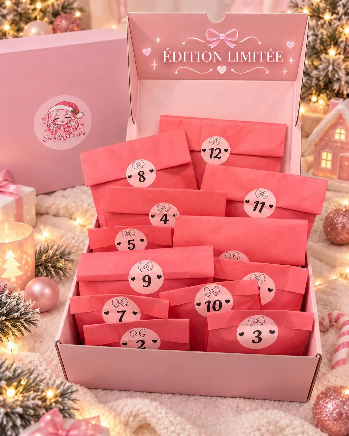 Calendrier de l’Avent Scoop By Coralie – 12 surprises – boîte rose