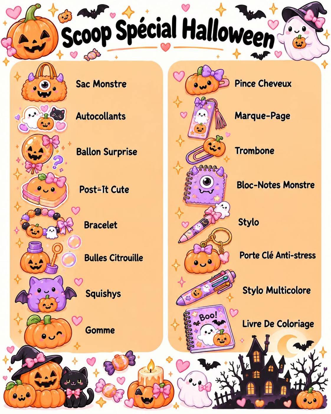 Contenu de la Box Halloween Kawaii – 15 surprises + 1 cadeau offert