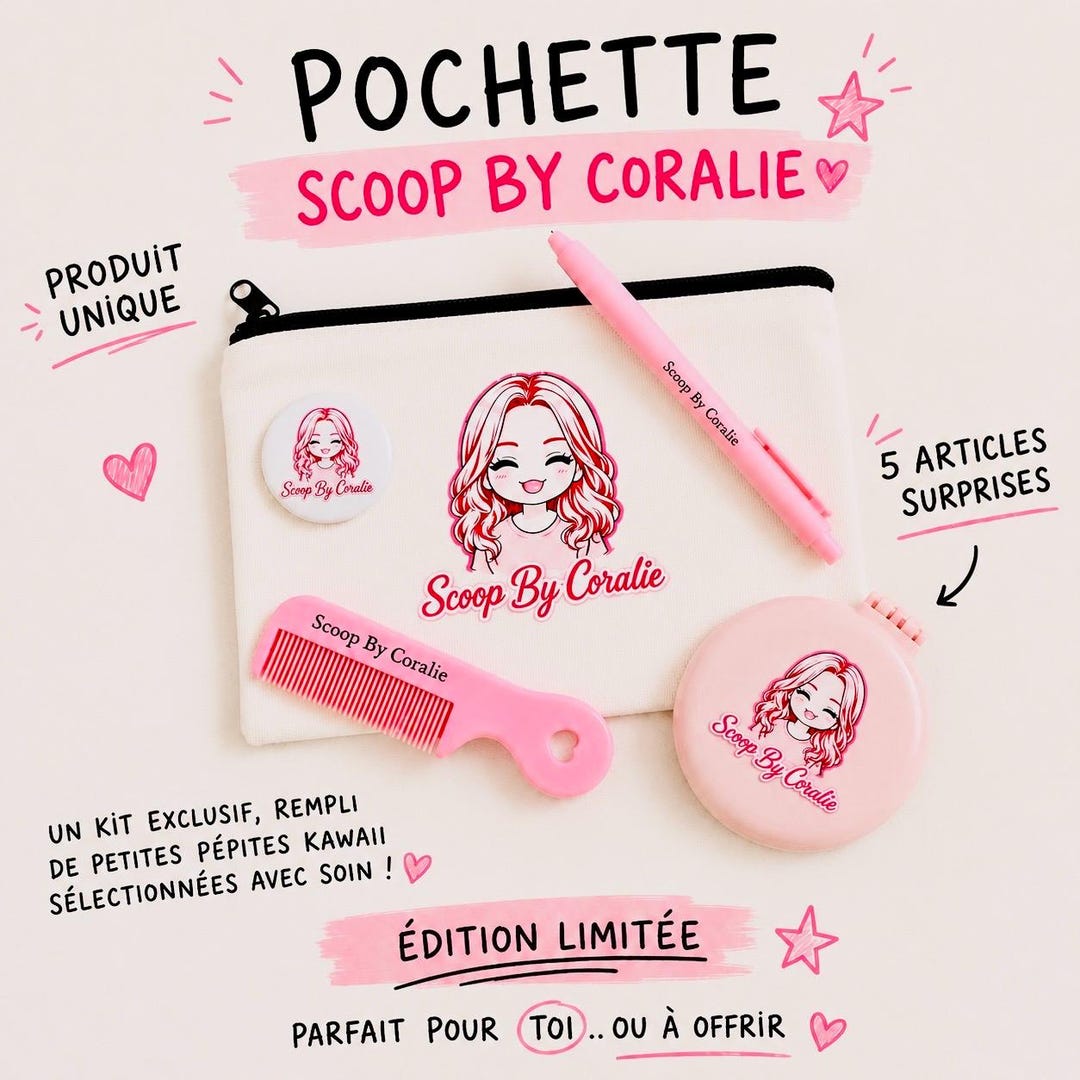 Pochette Kawaii Scoop By Coralie - kit de 5 accessoires