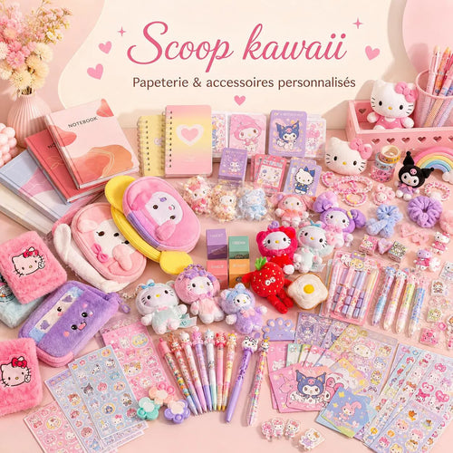 Scoop papeterie kawaii personnalisé : stylos, carnets, stickers, porte-clés et accessoires mignons Scoop by Coralie