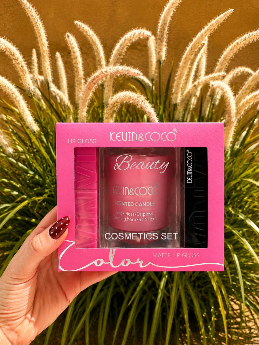 Coffret deux gloss et bougie parfumée – Kevin & Coco